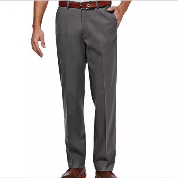 Haggar  Super Flex Waist Straight-Fit Stretch Flat-Front Pants NWT 36x30 - Picture 1 of 6